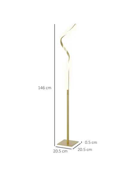 HOMCOM LED Floor Lamp with 3 Adjustable Brightness, Modern Dimmable Standing Lamp with Foot Switch for Bedroom, Living Room, Gol