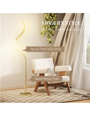 HOMCOM LED Floor Lamp with 3 Adjustable Brightness, Modern Dimmable Standing Lamp with Foot Switch for Bedroom, Living Room, Gol