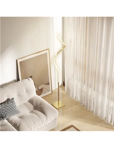 HOMCOM LED Floor Lamp with 3 Adjustable Brightness, Modern Dimmable Standing Lamp with Foot Switch for Bedroom, Living Room, Gol