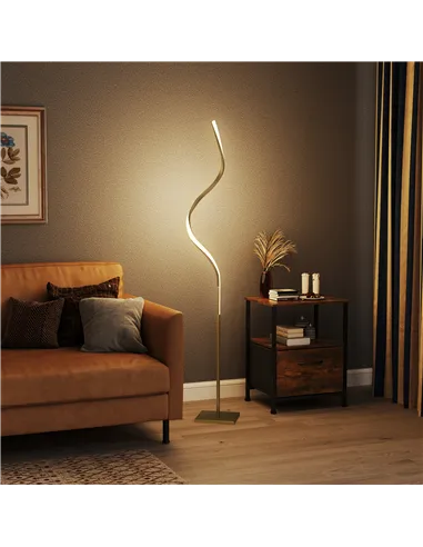 HOMCOM LED Floor Lamp with 3 Adjustable Brightness, Modern Dimmable Standing Lamp with Foot Switch for Bedroom, Living Room, Gol