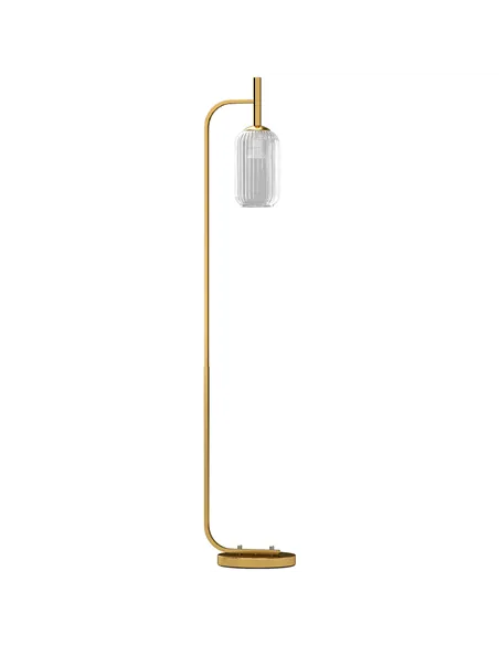 HOMCOM Floor Lamp for Living Room with Glass Lampshade, Modern Standing Lamp with Foot Switch for Bedroom, Bulb not Included, Go