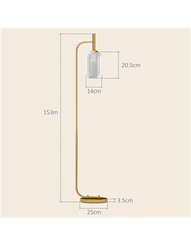 HOMCOM Floor Lamp for Living Room with Glass Lampshade, Modern Standing Lamp with Foot Switch for Bedroom, Bulb not Included, Go