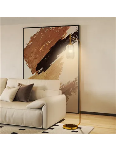 HOMCOM Floor Lamp for Living Room with Glass Lampshade, Modern Standing Lamp with Foot Switch for Bedroom, Bulb not Included, Go