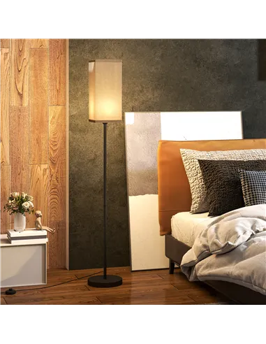 HOMCOM Floor Lamp, Modern Standing Lamp with Linen Shade, Tall Lamps for Living Room, Bedroom, with Foot Switch, Bulb not Includ
