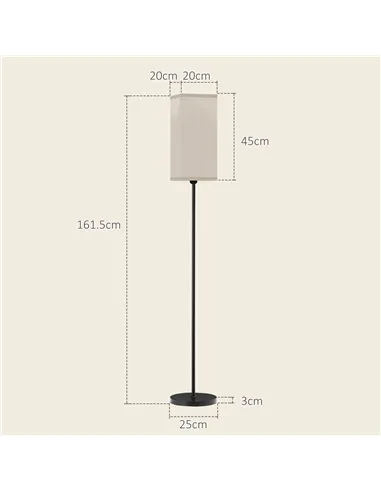 HOMCOM Floor Lamp, Modern Standing Lamp with Linen Shade, Tall Lamps for Living Room, Bedroom, with Foot Switch, Bulb not Includ