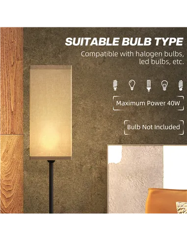 HOMCOM Floor Lamp, Modern Standing Lamp with Linen Shade, Tall Lamps for Living Room, Bedroom, with Foot Switch, Bulb not Includ