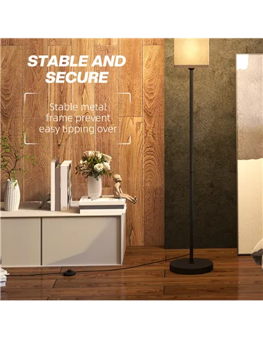 HOMCOM Floor Lamp, Modern Standing Lamp with Linen Shade, Tall Lamps for Living Room, Bedroom, with Foot Switch, Bulb not Includ