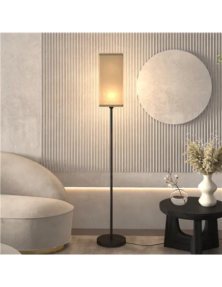HOMCOM Floor Lamp, Modern Standing Lamp with Linen Shade, Tall Lamps for Living Room, Bedroom, with Foot Switch, Bulb not Includ