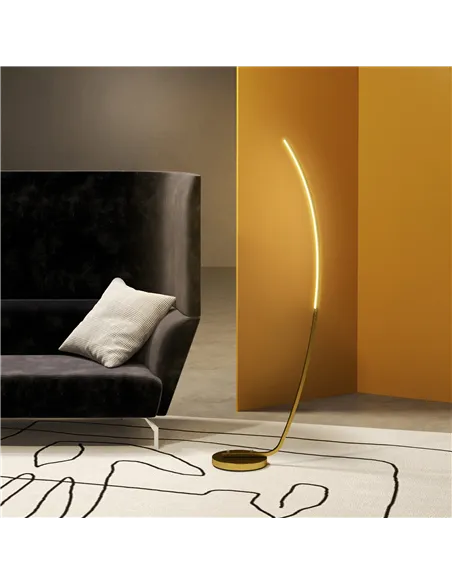 HOMCOM Modern 147cm Curved LED Floor Lamp - Gold Tone