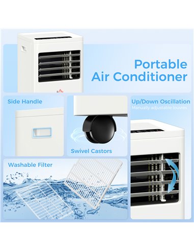 HOMCOM Portable Air Conditioner 5000 BTU, 4-in-1 Cooling, Dehumidifier, Fan, Sleep Mode, Air Conditioning Unit with Digital Disp