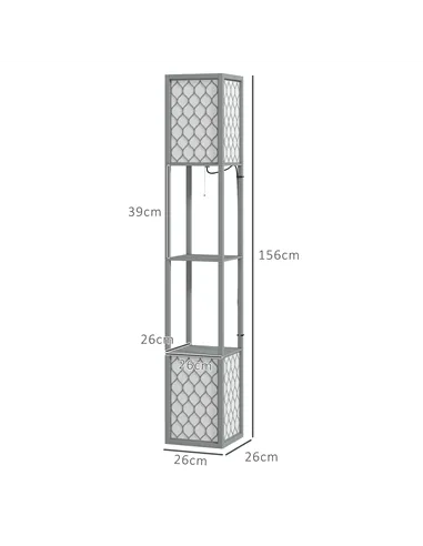 HOMCOM Floor Lamp with Shelves, Dual Light, Modern Tall Standing Lamps, with Pull Chain Switch (Bulb not Included), Light Grey