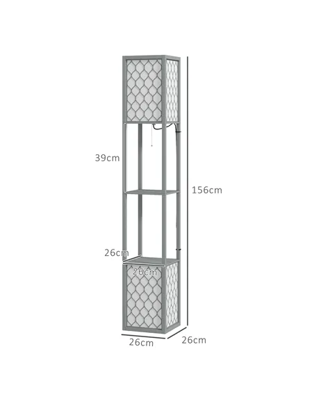 HOMCOM Floor Lamp with Shelves, Dual Light, Modern Tall Standing Lamps, with Pull Chain Switch (Bulb not Included), Light Grey