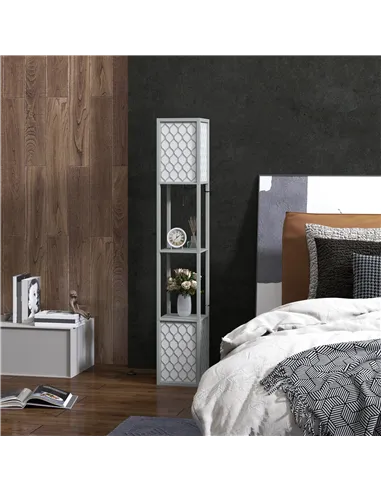 HOMCOM Floor Lamp with Shelves, Dual Light, Modern Tall Standing Lamps, with Pull Chain Switch (Bulb not Included), Light Grey