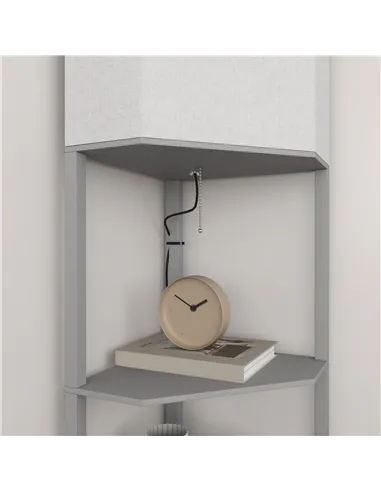 HOMCOM Corner Floor Lamp with Shelves, Tall Standing Lamps for Living Room, with Pull Chain Switch Bulb not Included, Grey