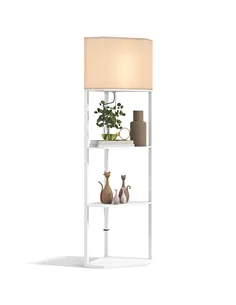 HOMCOM Three-Shelf Corner Floor Lamp - White
