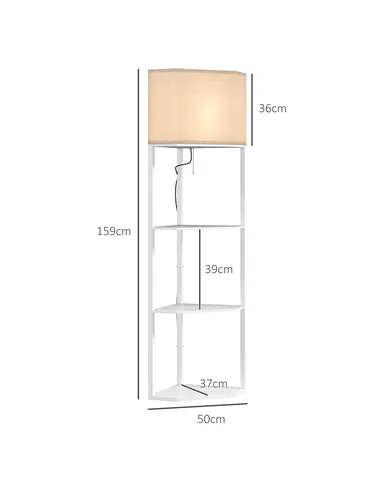 HOMCOM Three-Shelf Corner Floor Lamp - White