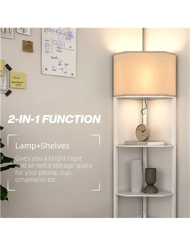 HOMCOM Three-Shelf Corner Floor Lamp - White