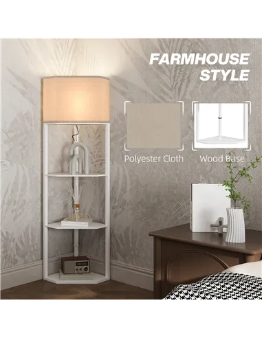 HOMCOM Three-Shelf Corner Floor Lamp - White