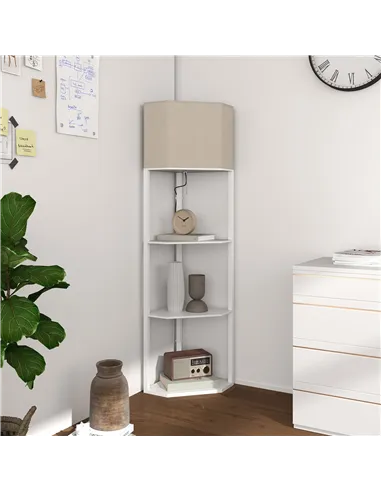 HOMCOM Three-Shelf Corner Floor Lamp - White