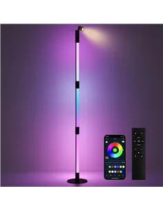 HOMCOM LED Floor Lamp with Reading Light, 360° RGB Detachable Corner Floor Lamp with App & Remote Control, Standing Lamp with Mu