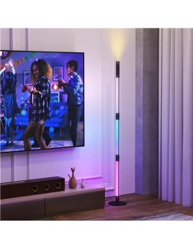 HOMCOM LED Floor Lamp with Reading Light, 360° RGB Detachable Corner Floor Lamp with App & Remote Control, Standing Lamp with Mu