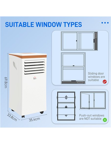 HOMCOM 9000 BTU Air Conditioning Unit, 3-in-1 Portable Air Conditioner, Dehumidifier, Cooling Fan with Remote, LED Display, 2 Sp