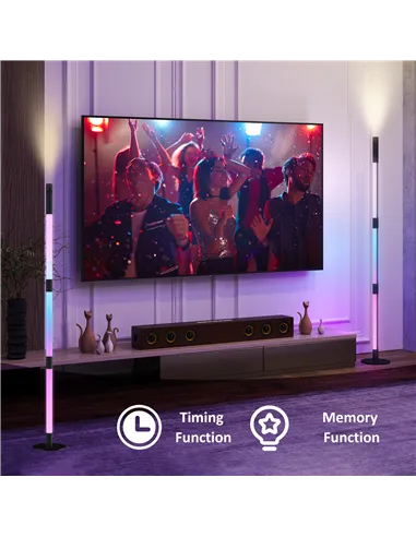 HOMCOM LED Floor Lamp with Reading Light, 360° RGB Detachable Corner Floor Lamp with App & Remote Control, Standing Lamp with Mu