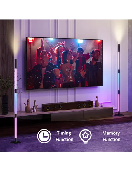HOMCOM LED Floor Lamp with Reading Light, 360° RGB Detachable Corner Floor Lamp with App & Remote Control, Standing Lamp with Mu