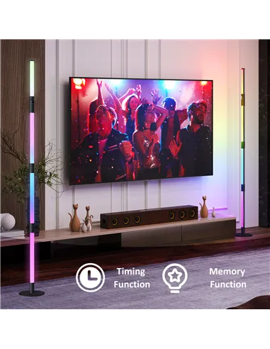 HOMCOM LED Floor Lamp, 360° RGB Detachable Corner Floor Lamp with App & Remote Control, Colour Changing Standing Lamp with Music