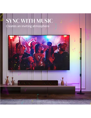 HOMCOM LED Floor Lamp, 360° RGB Detachable Corner Floor Lamp with App & Remote Control, Colour Changing Standing Lamp with Music