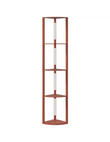 HOMCOM Corner Floor Lamp for Living Room Bedroom with Dimmable Warm White LED Light, Modern Tall Standing Lamp, Brown