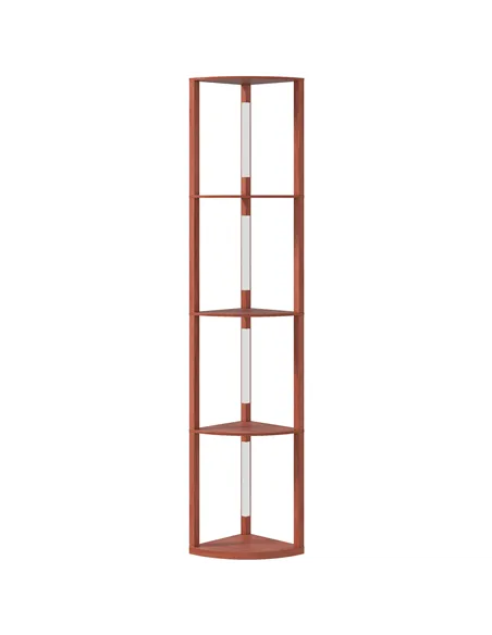 HOMCOM Corner Floor Lamp for Living Room Bedroom with Dimmable Warm White LED Light, Modern Tall Standing Lamp, Brown