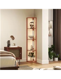HOMCOM Corner Floor Lamp for Living Room Bedroom with Dimmable Warm White LED Light, Modern Tall Standing Lamp, Brown 2
