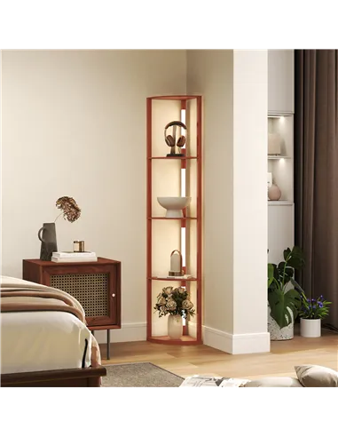 HOMCOM Corner Floor Lamp for Living Room Bedroom with Dimmable Warm White LED Light, Modern Tall Standing Lamp, Brown