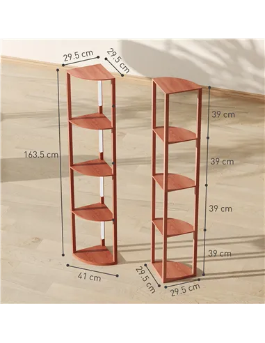 HOMCOM Corner Floor Lamp for Living Room Bedroom with Dimmable Warm White LED Light, Modern Tall Standing Lamp, Brown