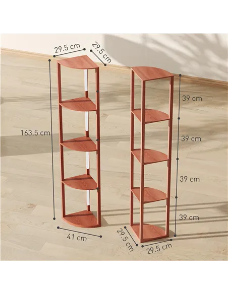 HOMCOM Corner Floor Lamp for Living Room Bedroom with Dimmable Warm White LED Light, Modern Tall Standing Lamp, Brown