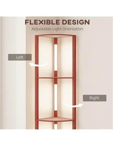 HOMCOM Corner Floor Lamp for Living Room Bedroom with Dimmable Warm White LED Light, Modern Tall Standing Lamp, Brown