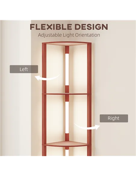 HOMCOM Corner Floor Lamp for Living Room Bedroom with Dimmable Warm White LED Light, Modern Tall Standing Lamp, Brown