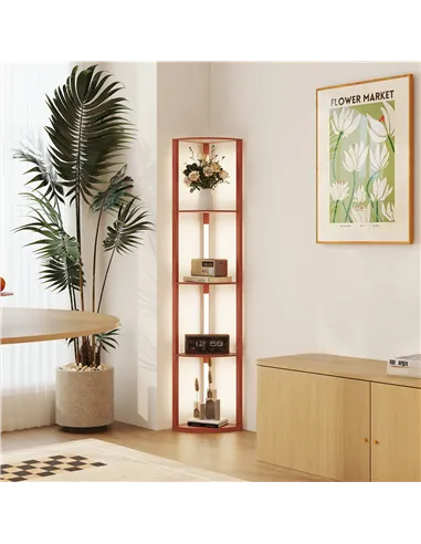 HOMCOM Corner Floor Lamp for Living Room Bedroom with Dimmable Warm White LED Light, Modern Tall Standing Lamp, Brown