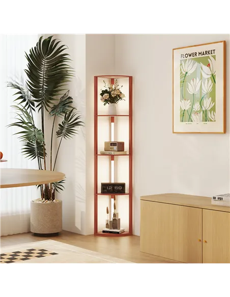 HOMCOM Corner Floor Lamp for Living Room Bedroom with Dimmable Warm White LED Light, Modern Tall Standing Lamp, Brown