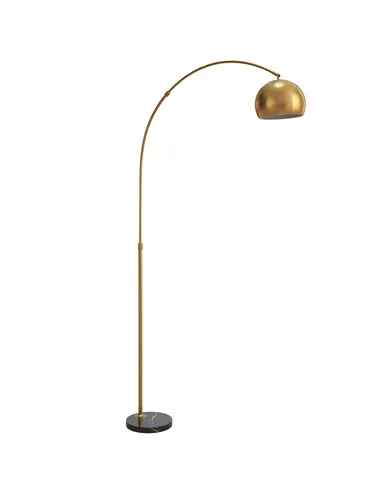 HOMCOM 180cm Arc Floor Lamp for Living Room, Modern Adjustable Standing Lamp with Foot Switch, Faux Black Marble Base and Bell S