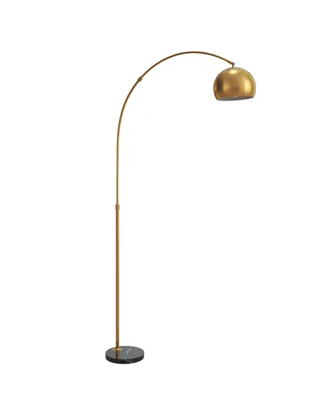 HOMCOM 180cm Arc Floor Lamp for Living Room, Modern Adjustable Standing Lamp with Foot Switch, Faux Black Marble Base and Bell S