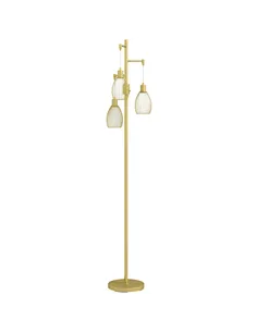 HOMCOM 3-Light Floor Lamp, 170cm Industrial Dimmable Standing Lamp with Steel Wire Cage Lampshades for Living Room, Bedroom, Din