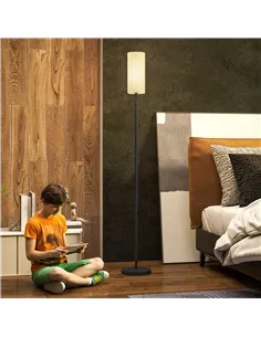 HOMCOM Floor Lamp for Living Room, Modern Standing Lamp with Linen Shade & Foot Switch, Minimalist Tall Pole Lampshade for Bedro 2