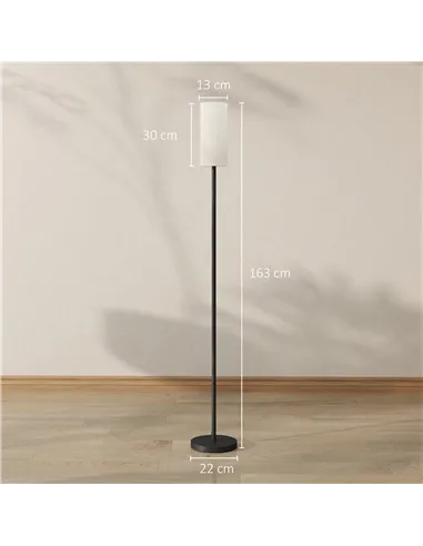 HOMCOM Floor Lamp for Living Room, Modern Standing Lamp with Linen Shade & Foot Switch, Minimalist Tall Pole Lampshade for Bedro