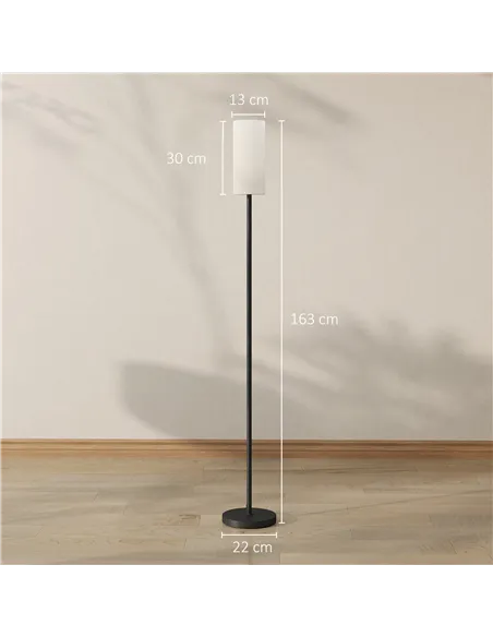 HOMCOM Floor Lamp for Living Room, Modern Standing Lamp with Linen Shade & Foot Switch, Minimalist Tall Pole Lampshade for Bedro