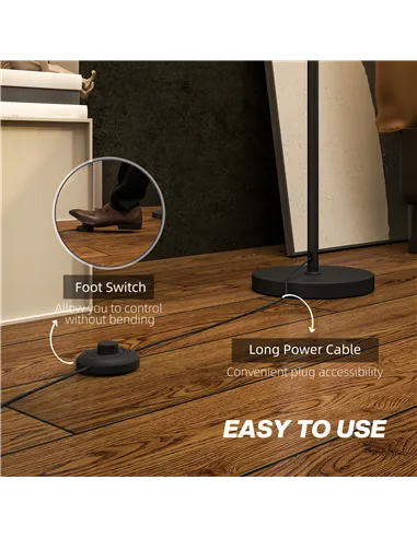 HOMCOM Floor Lamp for Living Room, Modern Standing Lamp with Linen Shade & Foot Switch, Minimalist Tall Pole Lampshade for Bedro