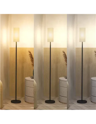 HOMCOM Floor Lamp for Living Room, Modern Standing Lamp with Linen Shade & Foot Switch, Minimalist Tall Pole Lampshade for Bedro