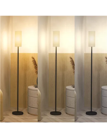 HOMCOM Floor Lamp for Living Room, Modern Standing Lamp with Linen Shade & Foot Switch, Minimalist Tall Pole Lampshade for Bedro