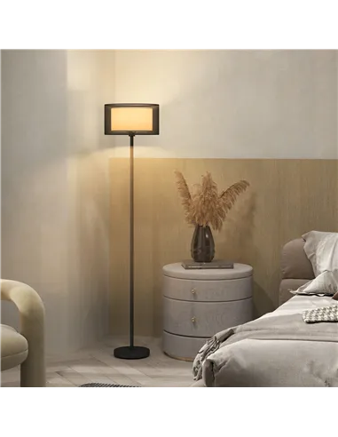 HOMCOM Floor Lamp for Living Room, Modern Standing Lamp with Double Layer Shade & Foot Switch, Minimalist Tall Pole Lampshade fo